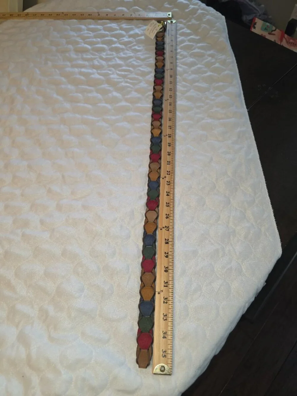 Vintage Braided Leather Belt 1990s Suede Multicolor Boho Pig Split Sz M Retro